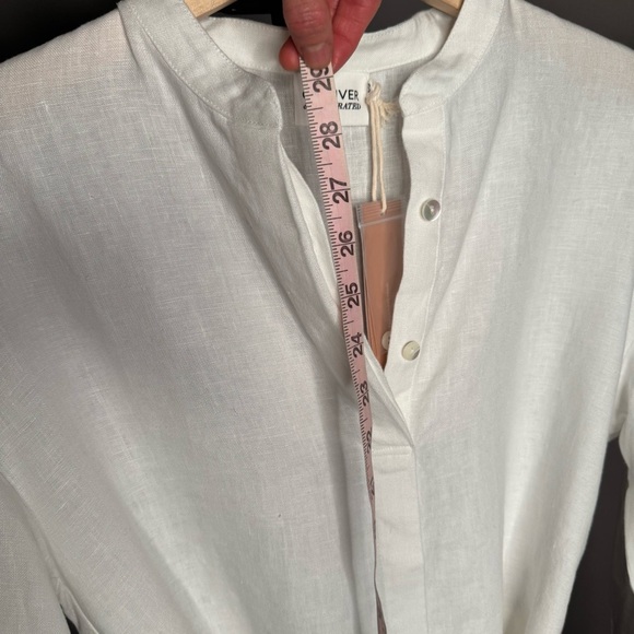 CULTIVER 100% Linen Cristi Long Sleeve Tunic Button Down Shirt w/ Belt White XS - Picture 8 of 15